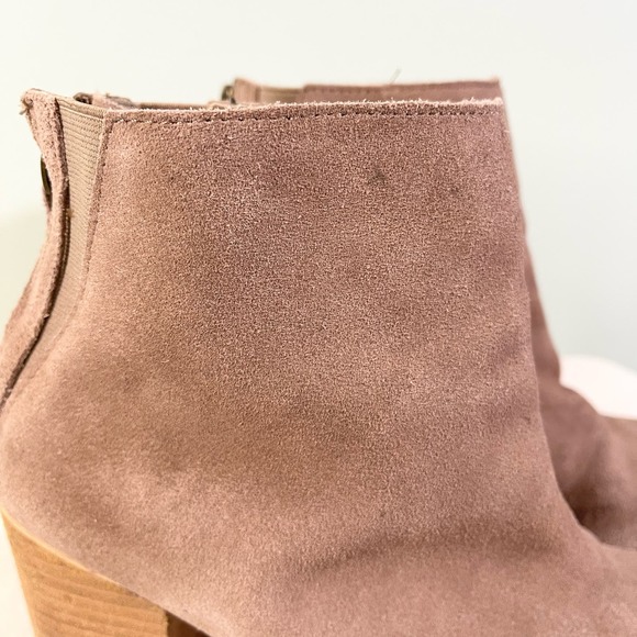 Urban Outfitters Women's Tan Cow Suede Zip Up Stacked Heel Ankle Boots Size 9 - Picture 13 of 13